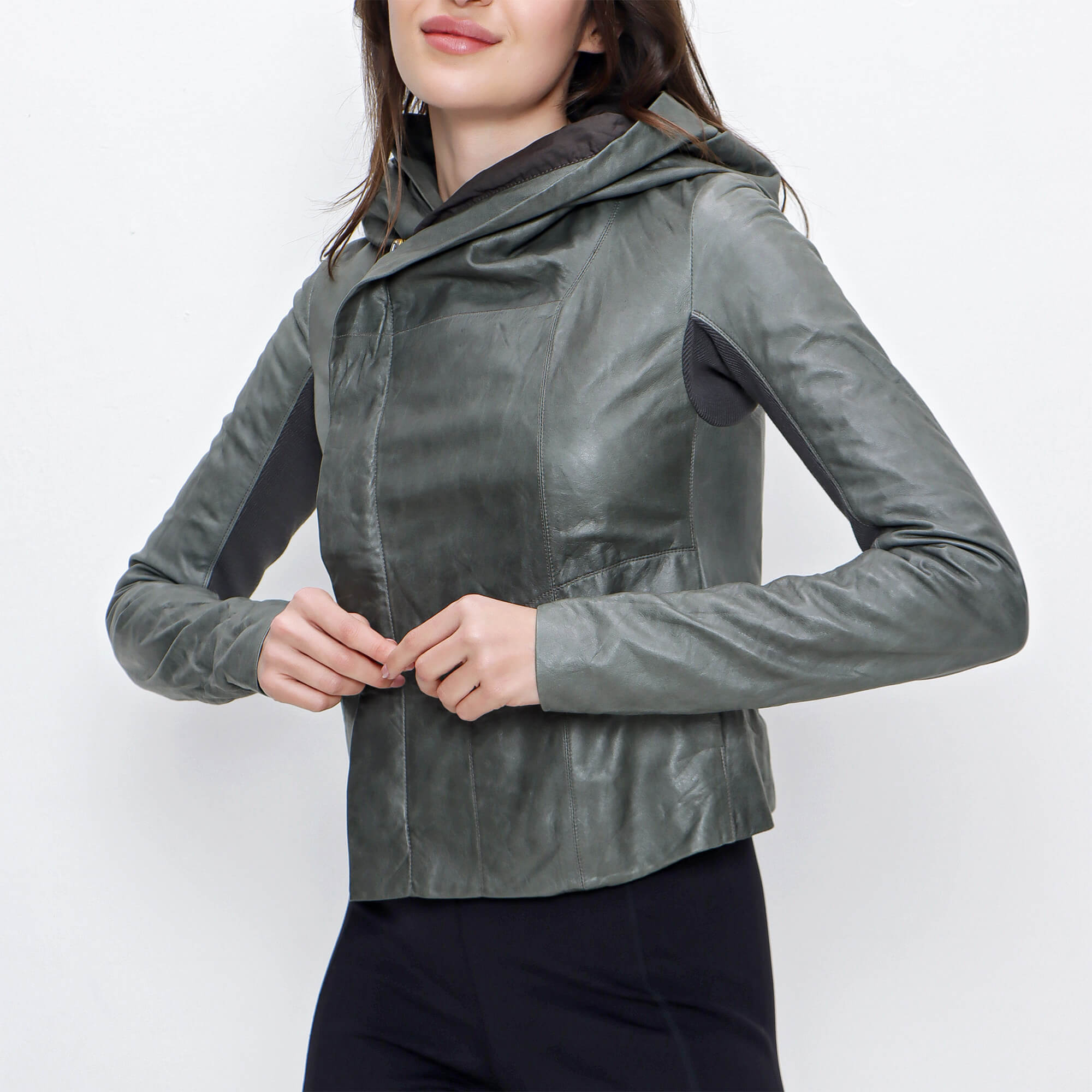 Rick Owens - Grey Leather Zip Jacket 